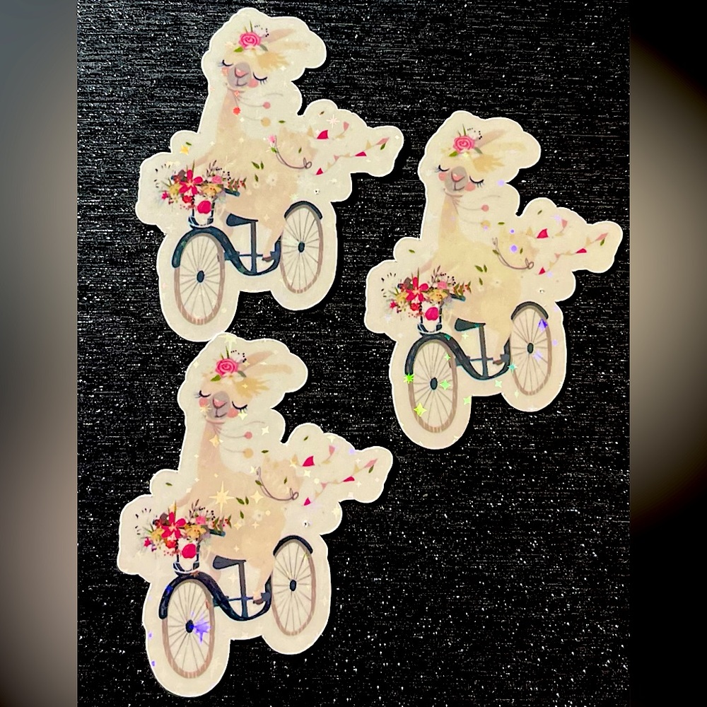 Holographic llama stickers